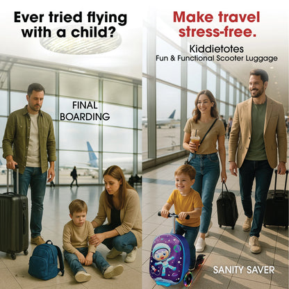 Kiddietotes Kid's Hard Shell Scooter Ride On Suitcase, Pink