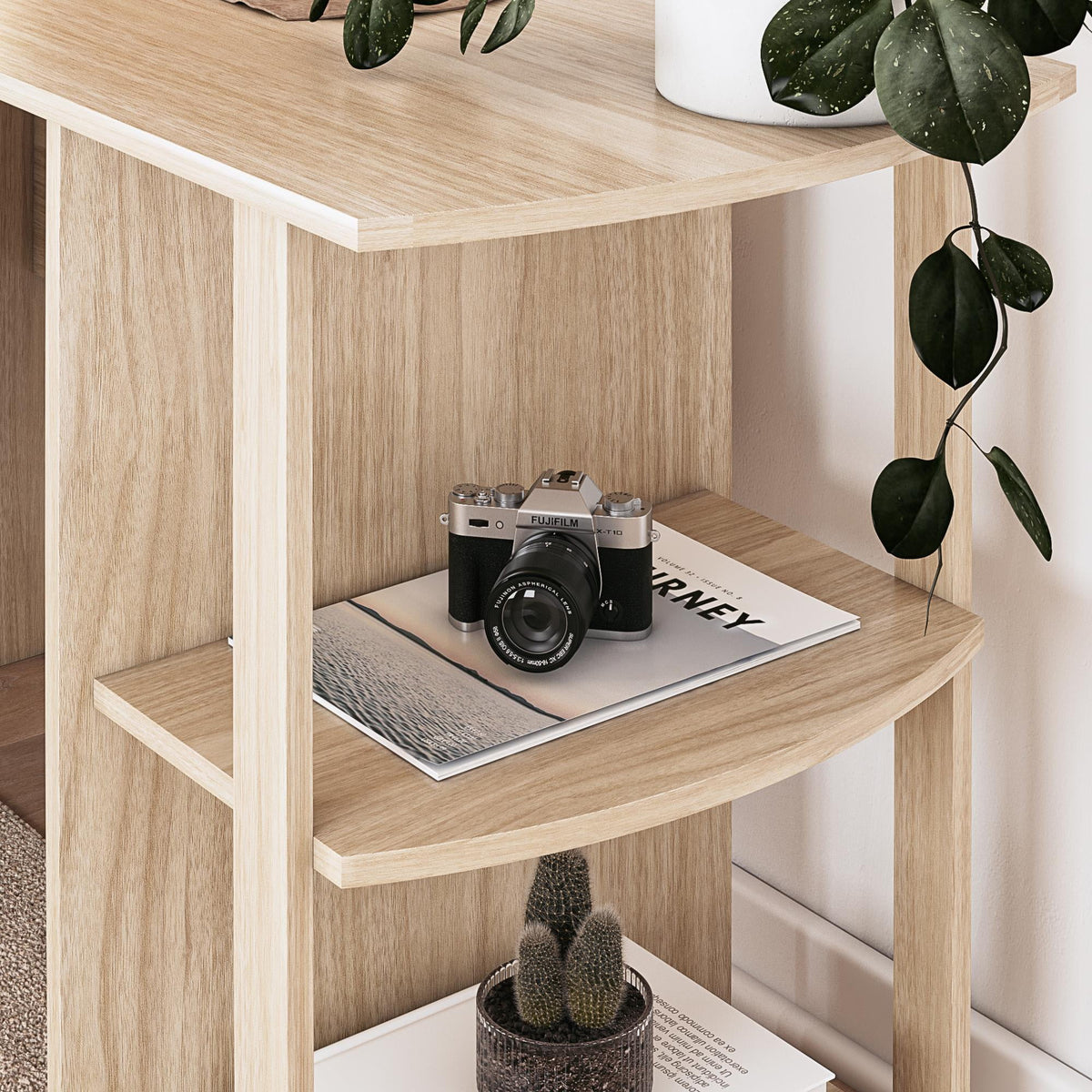 Ameriwood Home L Shaped Desk with Side Storage, Black Oak