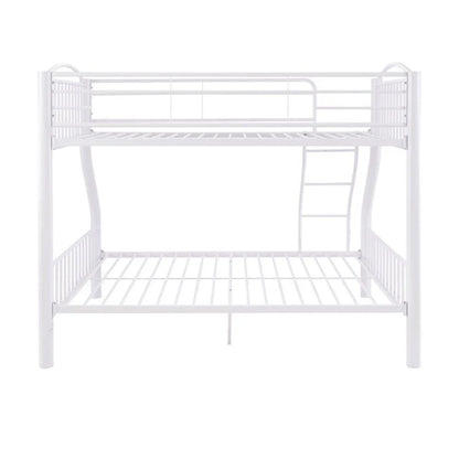 Linon Heavy Metal Twin Over Full Bunk Bed Attached Ladder in White