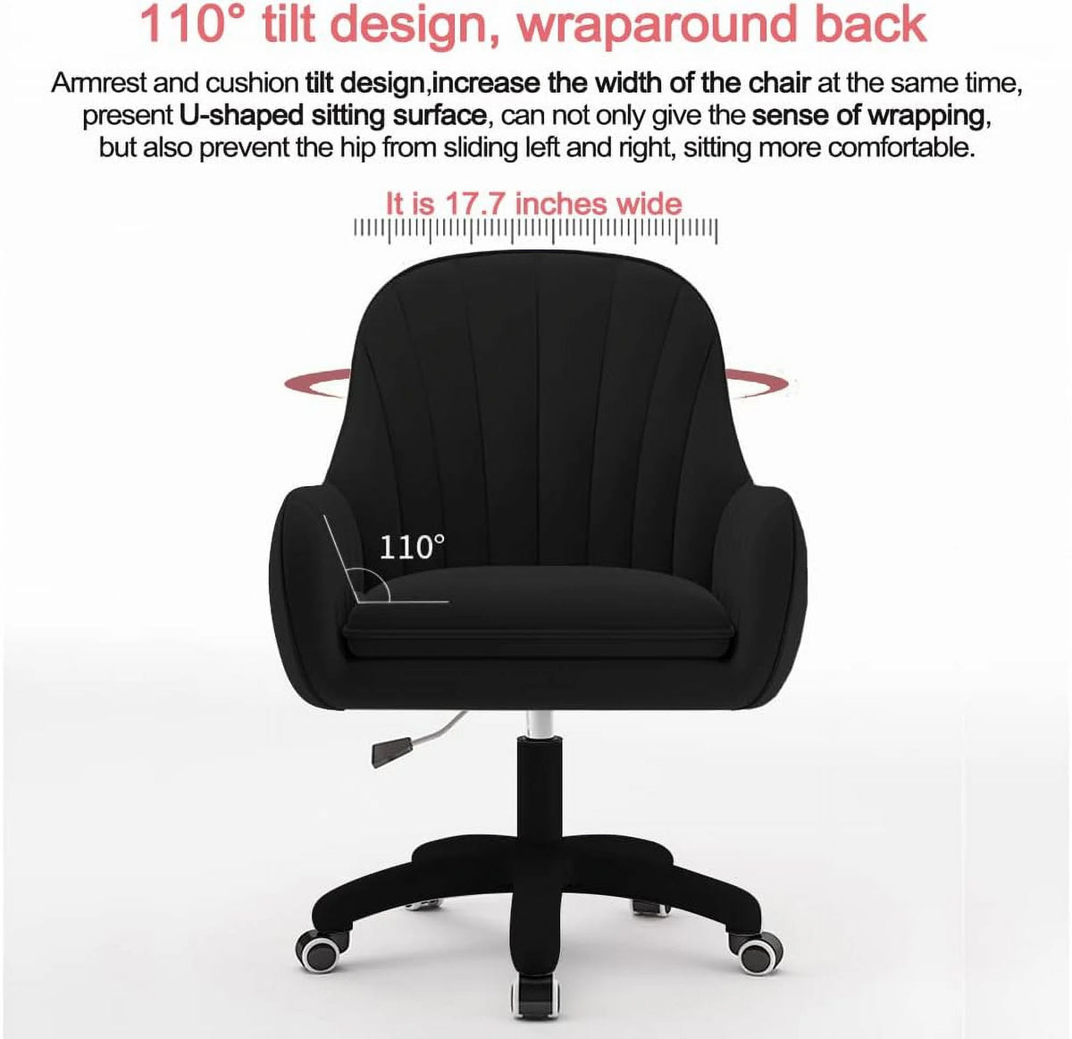 Home Office Chair Computer Chair with Mid-Back Upholstered Modern Tufted Computer Task Chair Swivel Height Adjustable Velvet Accent Chair. White
