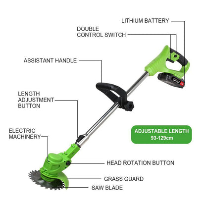 Electric 650W Weed Lawn Edger, Battery Weed Eater, Weed Wacker Electric, Cordless Grass Trimmer Cutting Tool & 2 Battery, Weed Trimmer for Yards Garden, Green