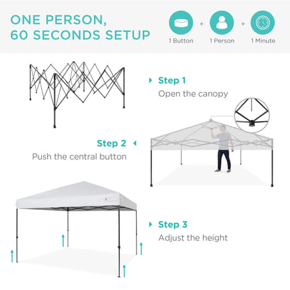 Best Choice Products 10x10ft Easy Setup Pop Up Canopy Instant Portable Tent w/ 1-Button Push, Carry Case - White