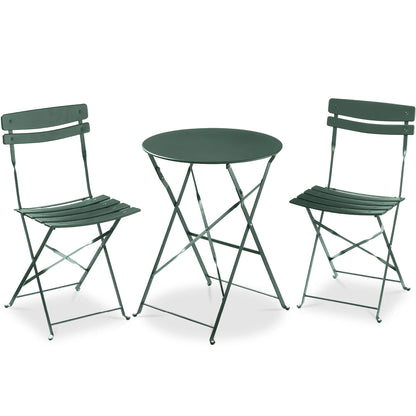 Best Choice Products 3-Piece Small Bistro Set, Folding Patio Furniture Set of 2 Chairs and Table - Black