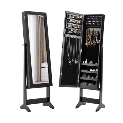 Costway Jewelry Mirrored Cabinet Armoire Organizer Storage Box w/ Stand Christmas Gift