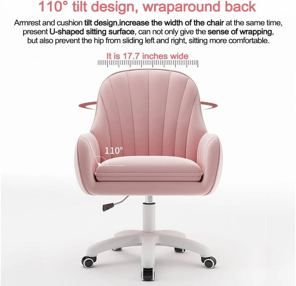 Home Office Chair Computer Chair with Mid-Back Upholstered Modern Tufted Computer Task Chair Swivel Height Adjustable Velvet Accent Chair. White