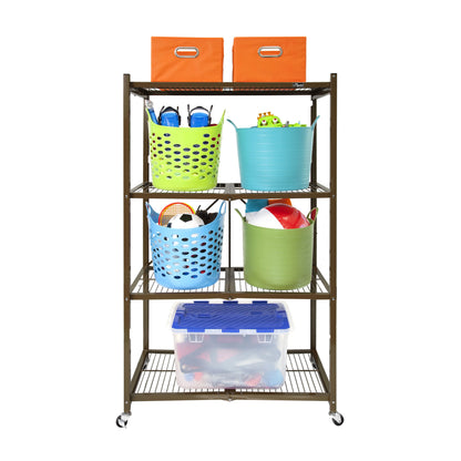 Origami 2-Pack R5 Series Heavy-Duty 4-Tier Foldable Steel Shelf, Pewter