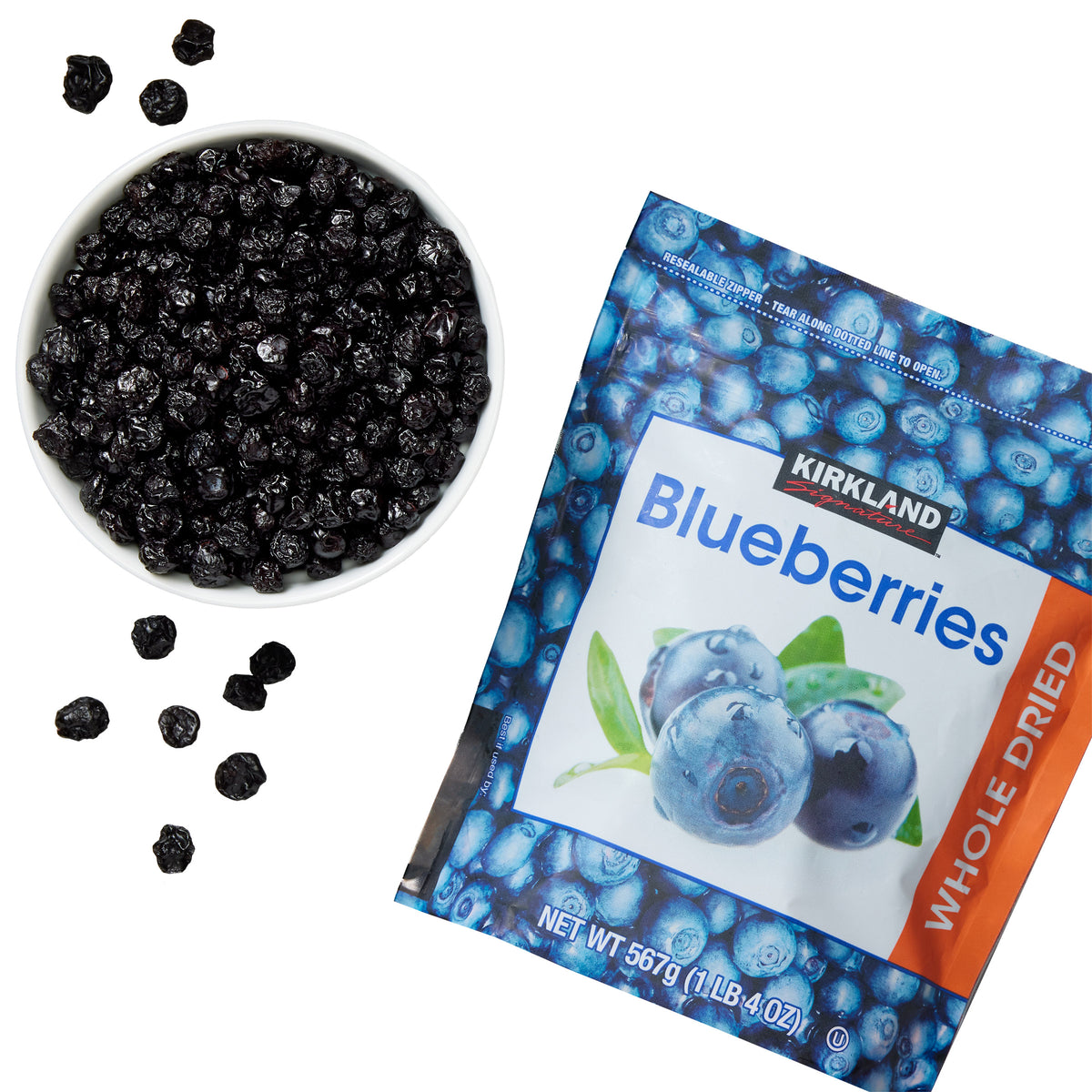 Kirkland Signature, Whole Dried Blueberries, 20 oz