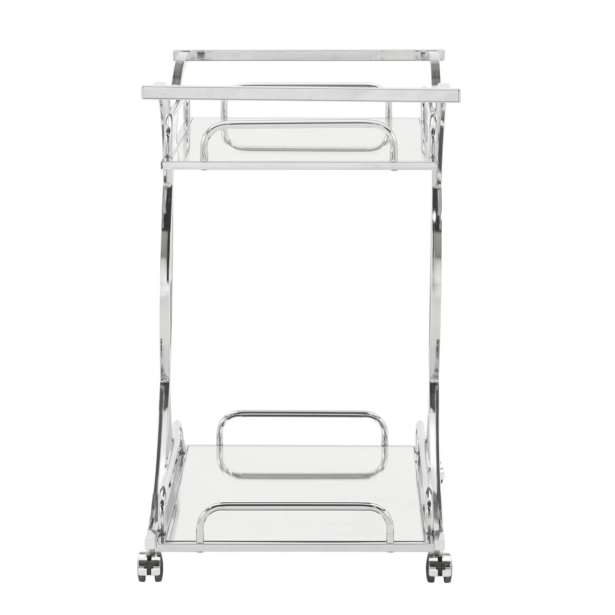 Weston Home Nicole Chrome Finish Bar Cart with Curving Metal Frame