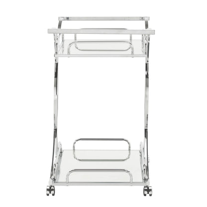 Weston Home Nicole Chrome Finish Bar Cart with Curving Metal Frame