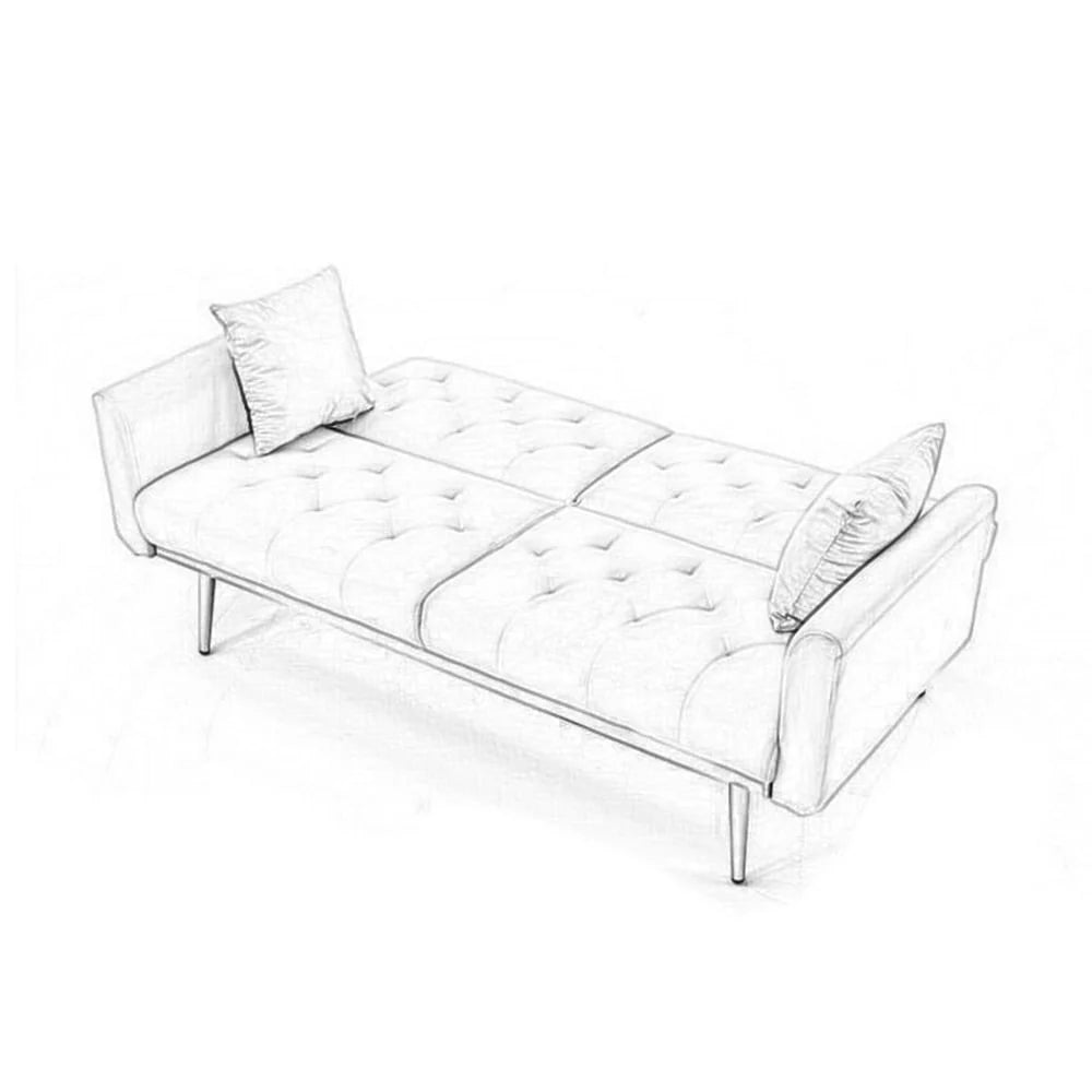 Morden Fort Pink Futon Couch Bed Upholstered Adjustable Convertible Sofa Velvet