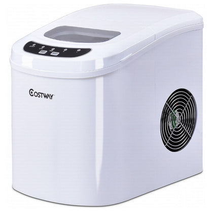 Costway Silver Portable Compact Electric Ice Maker Machine Mini Cube 26lb/Day
