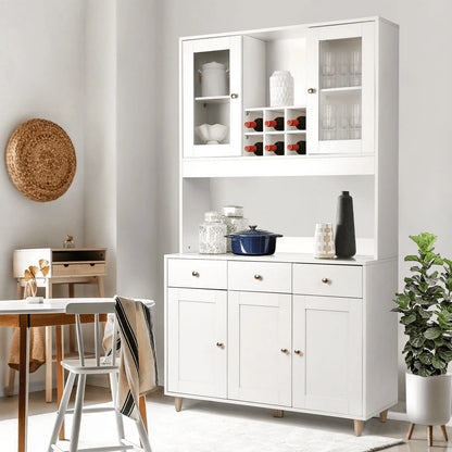 Freestanding Kitchen Pantry Cupboard Cabinet with 3 Drawers with 5 Storage Cabinets