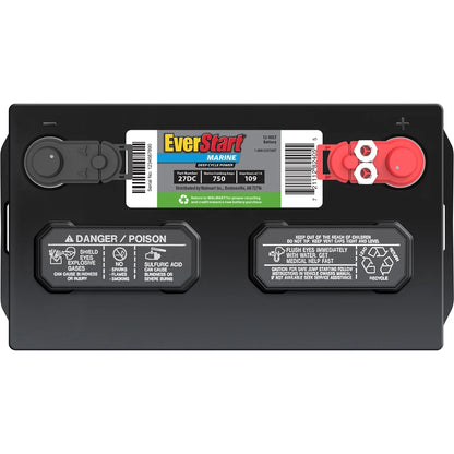 EverStart Lead Acid Marine & RV Deep Cycle Battery, Group Size 27DC 12 Volt, 750 MCA*