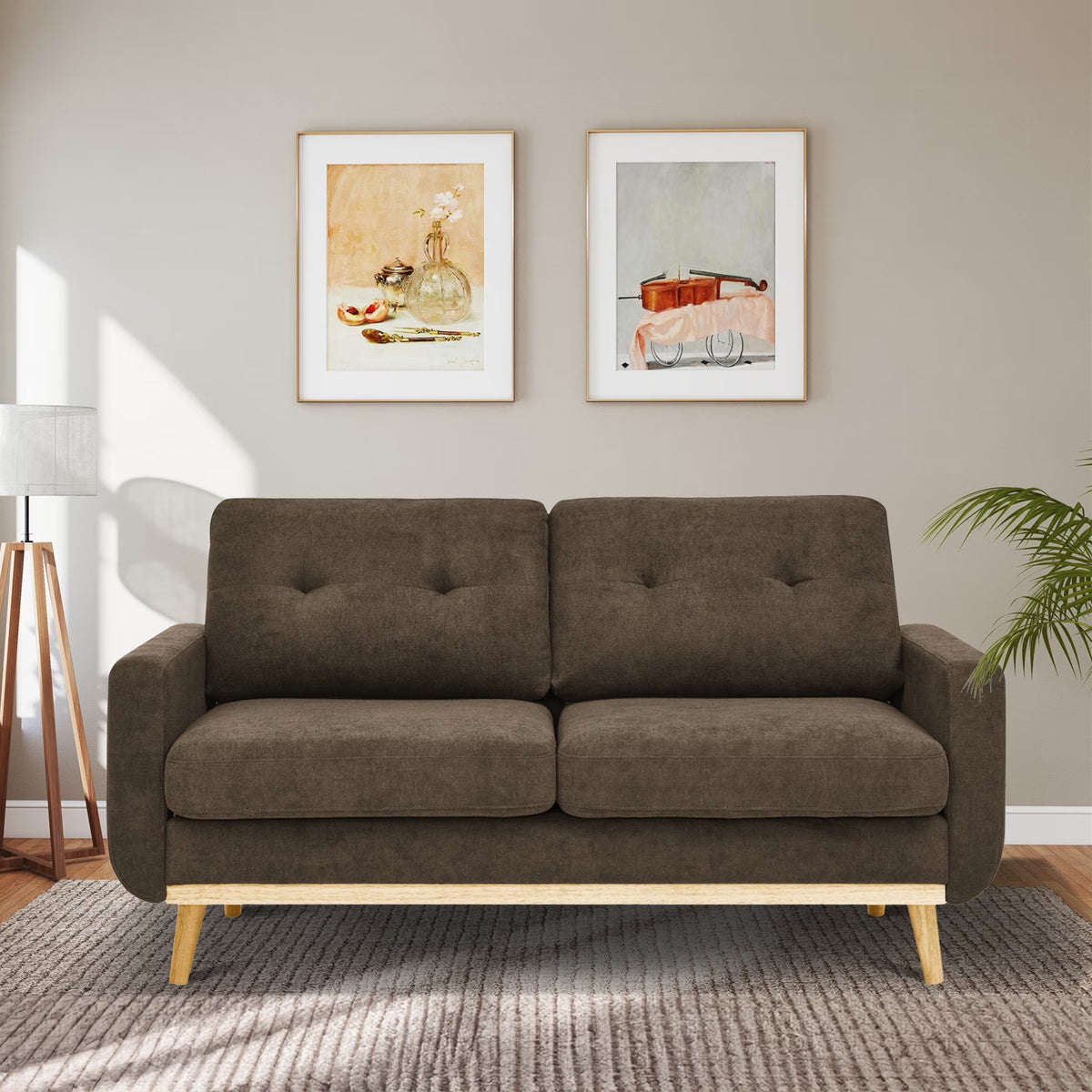 Aukfa 68" Small Sofa Couch Comfy Mid Century Modern Loveseat Sofa for Living Room Bedroom, Cream