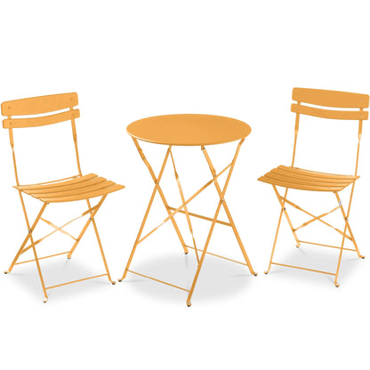 Best Choice Products 3-Piece Small Bistro Set, Folding Patio Furniture Set of 2 Chairs and Table - Black