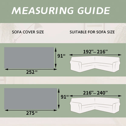 HDCAXKJ Washable L Shape Sofa Covers Reversible Sectional Couch Covers Corner Sofa Slipcovers Blankets Sofa Cover for Living Room Home Decor,91"x252",Gray