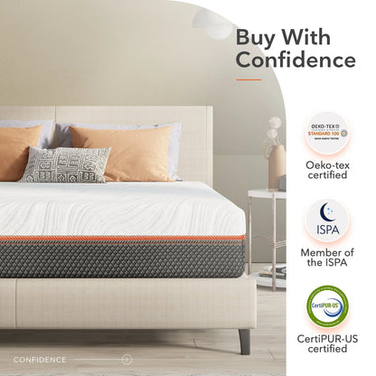 8 Full Pocket Spring Mattresses Gel Memory Foam Mattresses Hybrid Mattresses in a Box, Full Mattresses