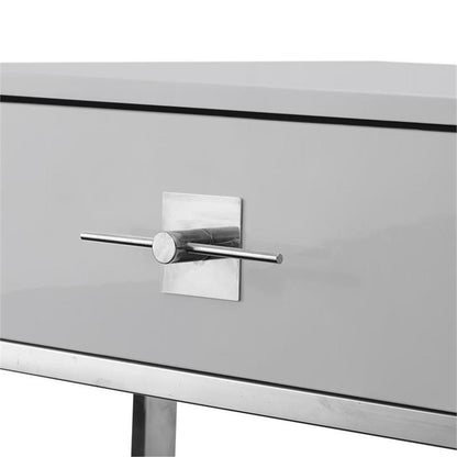 Posh Living Mano 2-Drawers Stainless Steel Base Coffee Table - Light Gray/Chrome