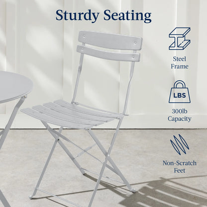 Best Choice Products 3-Piece Small Bistro Set, Folding Patio Furniture Set of 2 Chairs and Table - Black