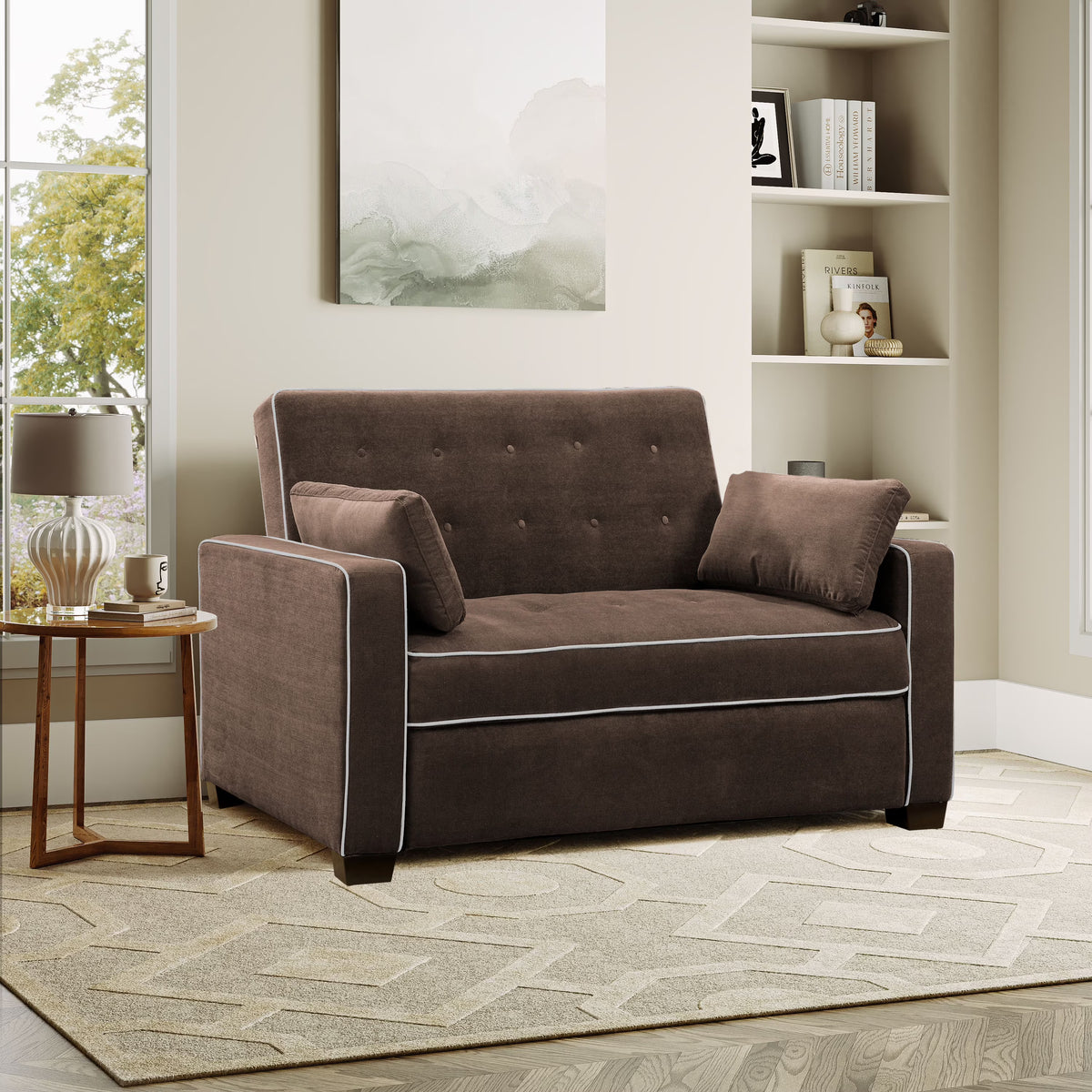 Serta Dream Convertibles Monroe Modern Polyester Convertible Queen Sofa Bed with Pillows Grey