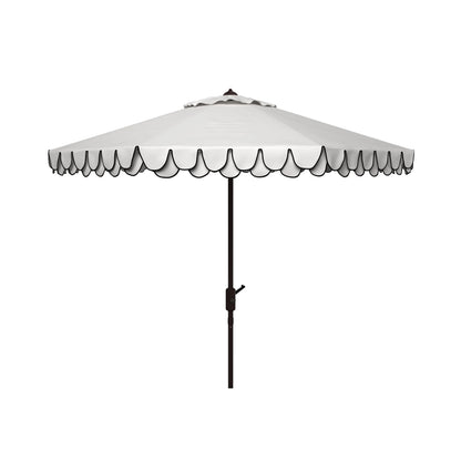 SAFAVIEH Outdoor Collection Elegant Valance 9-Foot Tilt Umbrella Navy / White
