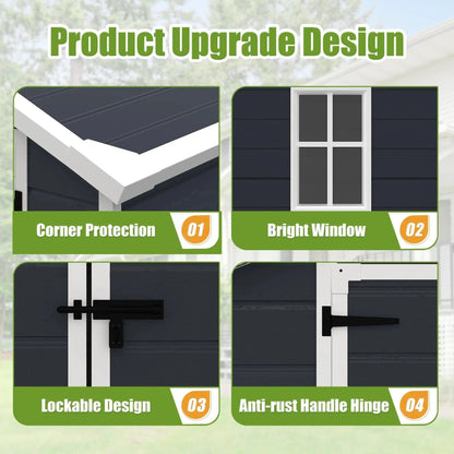 Enyopro 306Gal Outdoor Storage Shed, Horizontal Resin Shed, Resistant Tool Plastic Shed for Storage of Bike/Garbage Cans/Garden Tools/Lawn Mowers