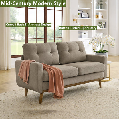 Aukfa 68" Small Sofa Couch Comfy Mid Century Modern Loveseat Sofa for Living Room Bedroom, Cream