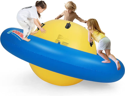 OLAKIDS 8FT Inflatable Dome Rocker Bouncer, Outdoor Kids Giant Roll and Play Seesaw Rocker with 6 Secure Handles, Max Weight 250 LBS, Toddlers Climbing Toy Backyard Play Center Equipment
