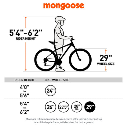 Mongoose 29" Durham Mountain Bike, 21 Speeds, Gray
