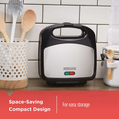 and Decker 3-in-1 Morning Meal Station Electric Waffle Maker Compact Grill in Black