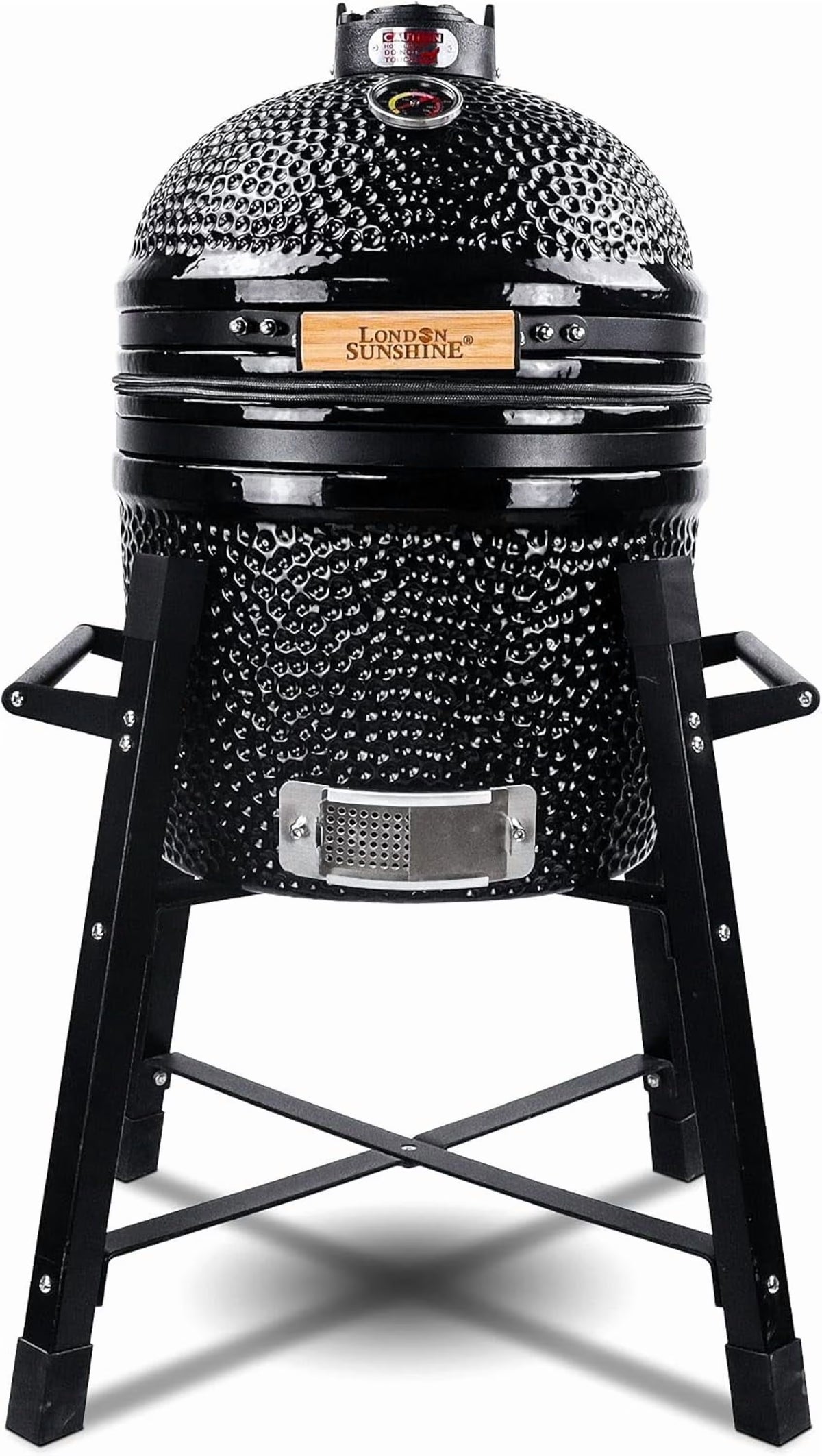 London Sunshine Ceramic Kamado Charcoal BBQ Grill -The Junior Series with Tall Stand (BLACK)