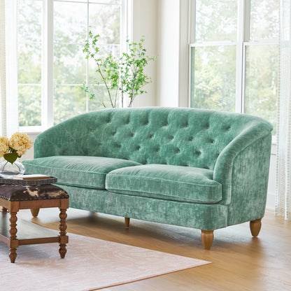 The Pioneer Woman Laurel Tufted Sofa, Cream Velvet, 79.53 in