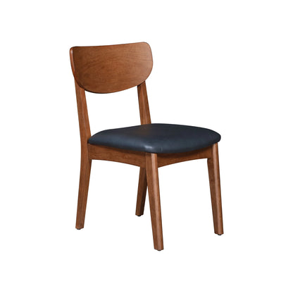 Better Homes & Gardens Greyson Mid-Century Dining Chairs, Black Faux Leather, Acorn Finish, Set of 2