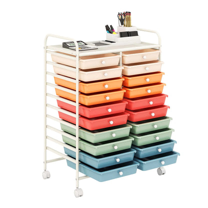 Costway 20 Drawer Rolling Storage Cart Tools Scrapbook Paper Office School Organizer Yellow