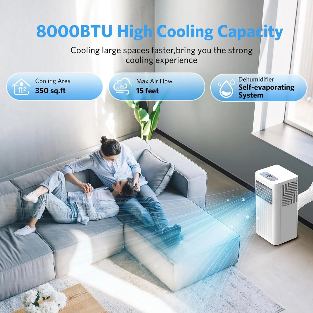 Portable Air Conditioners with cooling/dehumidification/fan/sleep mode,4-IN-1 Portable AC with 24H Timer & Remote Control & Window Kit,8000 BTU