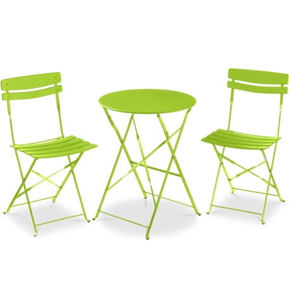 Best Choice Products 3-Piece Small Bistro Set, Folding Patio Furniture Set of 2 Chairs and Table - Black