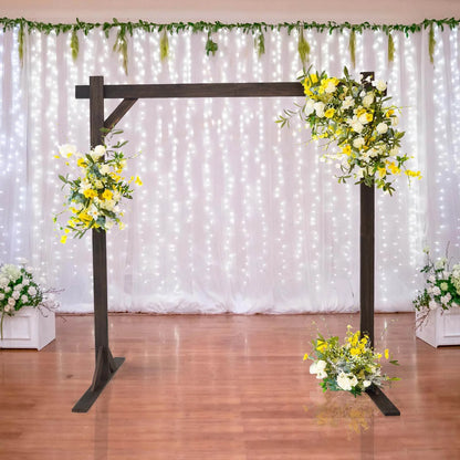 Efavormart 7FT Rustic Square Wedding Arch Wooden Backdrop Stand, Wedding Ceremony Arch - Brown
