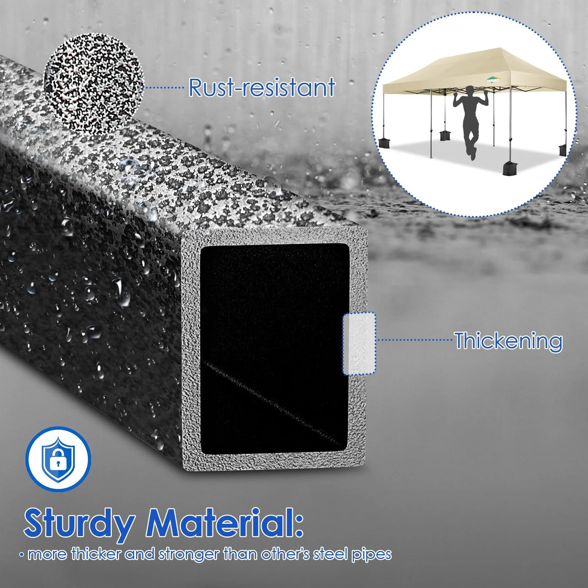COBIZI 10x15ft Pop up Canopy, Heavy Duty Party Canopy Waterproof Commercial for Outdoor,Black