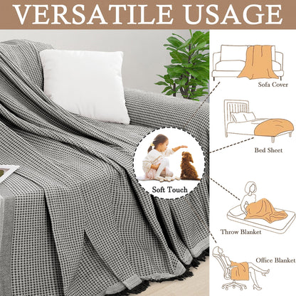 HDCAXKJ Washable L Shape Sofa Covers Reversible Sectional Couch Covers Corner Sofa Slipcovers Blankets Sofa Cover for Living Room Home Decor,91"x252",Gray