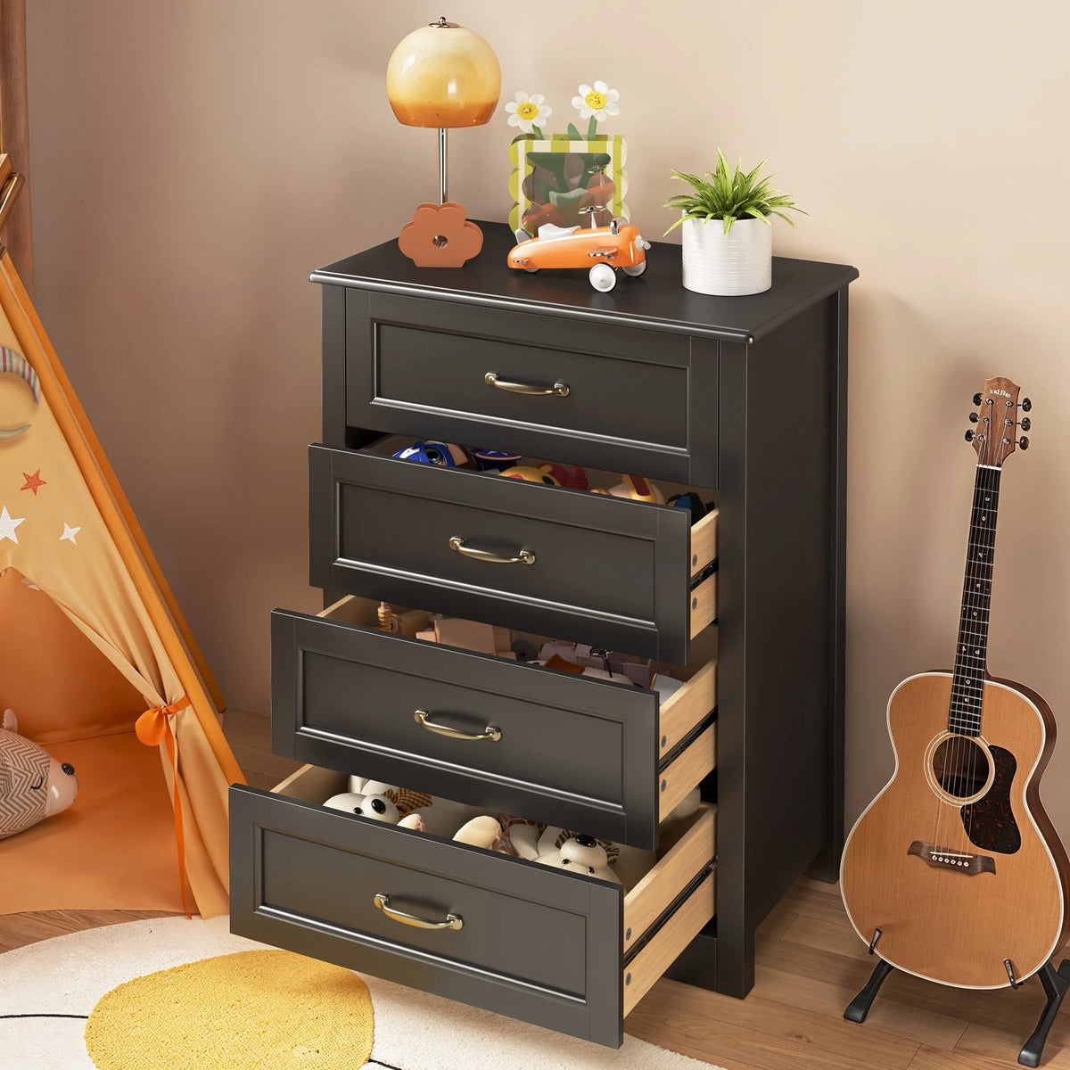 Lofka 3 Piece Nightstands and Dressers Sets , 6 Drawer Dresser & 4 Drawers Nightstand set of 2,Modern Engineered Wood ,White
