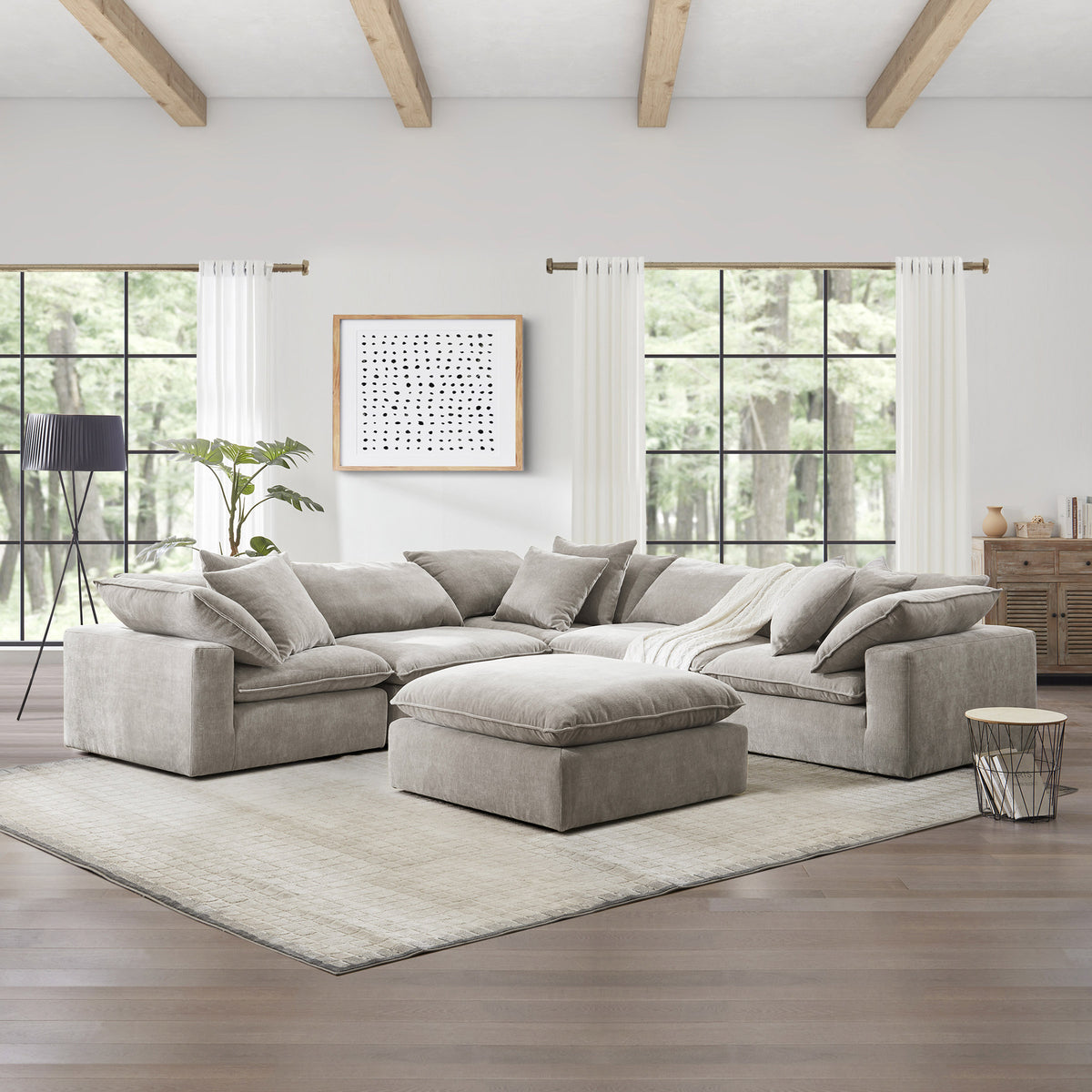 Sereen 6-piece Fabric Modular Sectional, Taupe