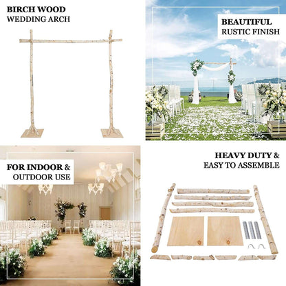 Efavormart 7FT Rustic Square Wedding Arch Wooden Backdrop Stand, Wedding Ceremony Arch - Brown