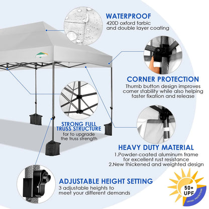COBIZI 10x15ft Pop up Canopy, Heavy Duty Party Canopy Waterproof Commercial for Outdoor,Black