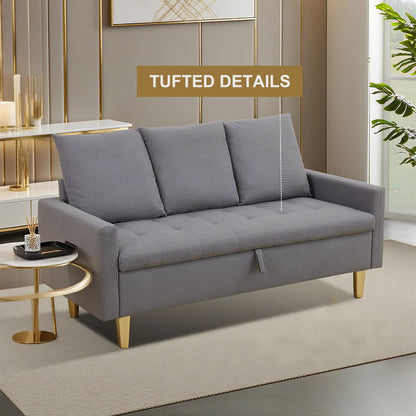 Aukfa 68" Small Sofa Couch Comfy Mid Century Modern Loveseat Sofa for Living Room Bedroom, Cream