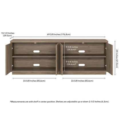 Evelyn&Zoe Hanson Rectangular TV Stand for TV's up to 75", Black Grain