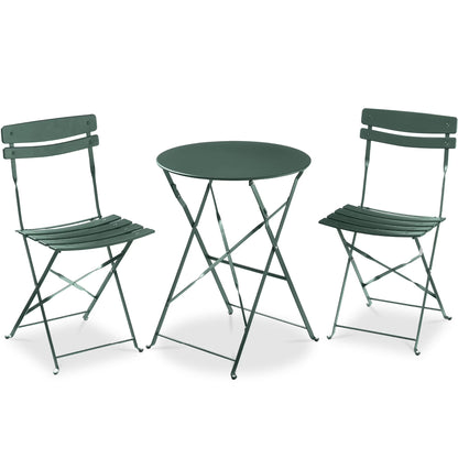Best Choice Products 3-Piece Small Bistro Set, Folding Patio Furniture Set of 2 Chairs and Table - Black
