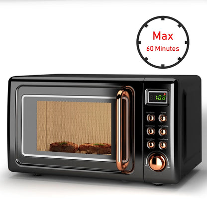 Costway 0.7Cu.ft Retro Countertop Microwave Oven 700W LED Display Glass Turntable Rose Gold