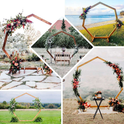 Efavormart 7FT Rustic Square Wedding Arch Wooden Backdrop Stand, Wedding Ceremony Arch - Brown