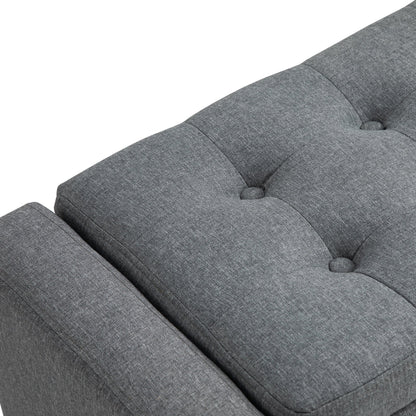 HOMCOM Linen Storage Ottoman Bench Storage Chest Tufted Ottoman Cube with Flipping Top