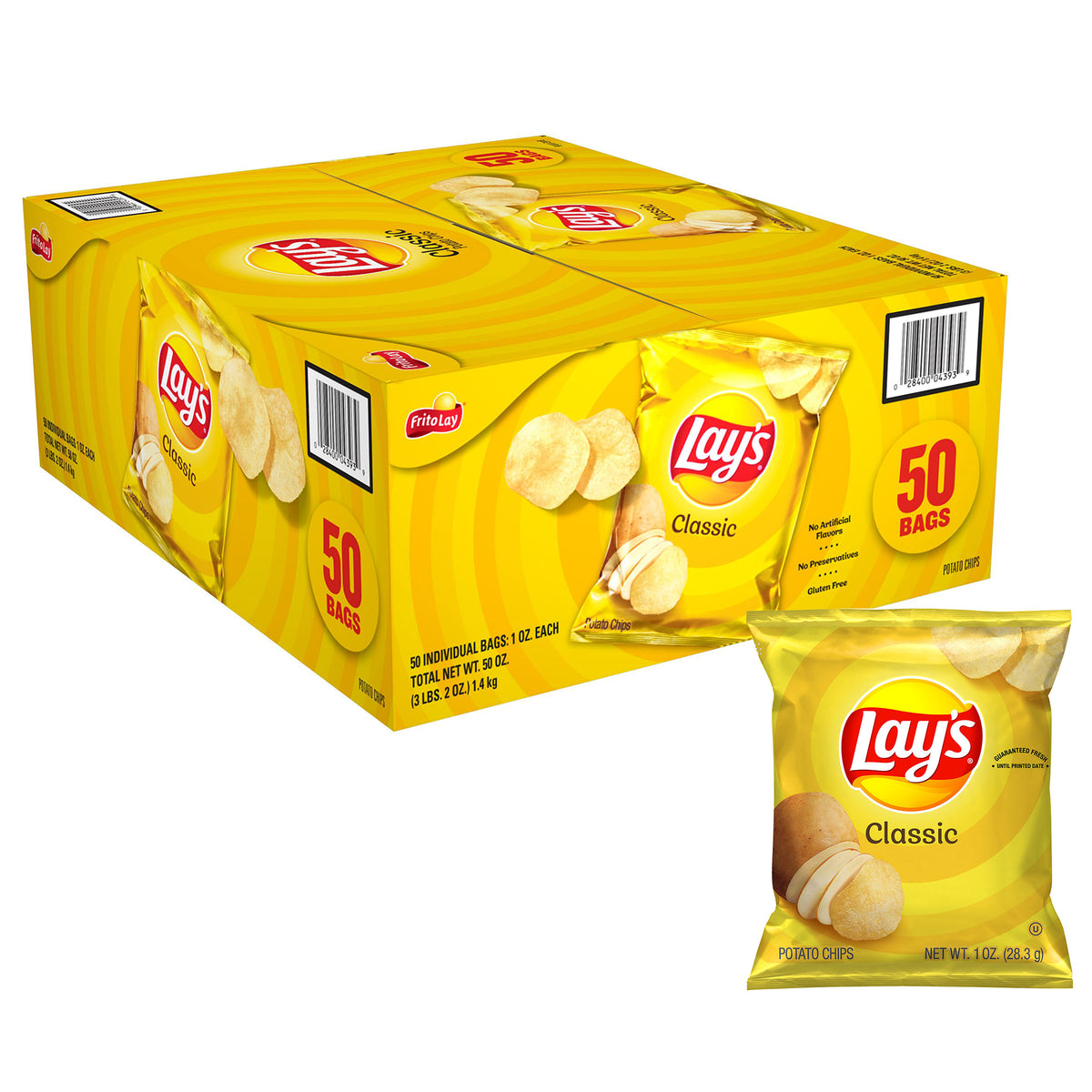 Lay's Potato Chips, Classic, 1 oz, 50-count